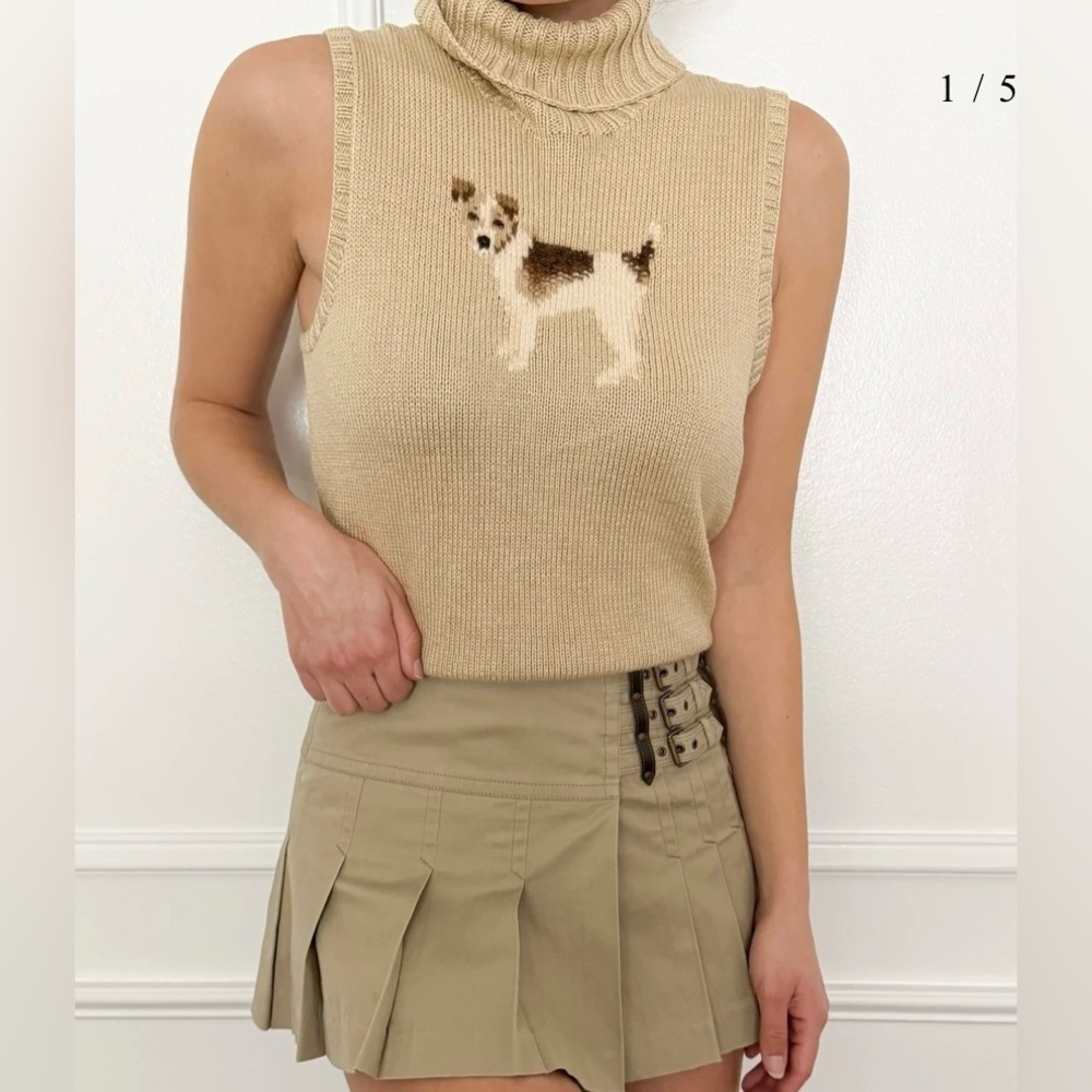 Rare Ralph Lauren Hand Knit Turtle Neck with Terrier